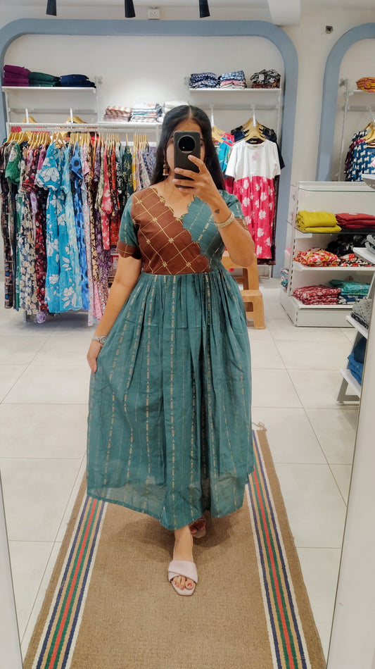 Premium Raw Silk Festive Maxi with Lining Non Feeding Only