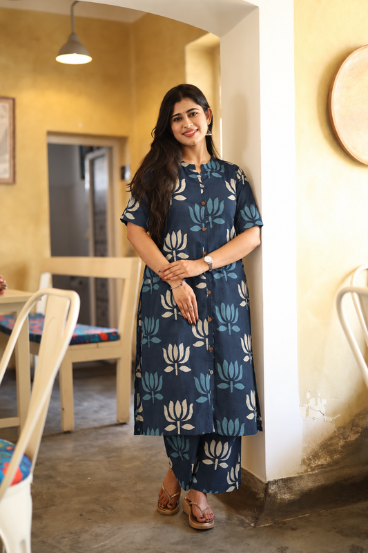 Premium Cotton Printed Coord Set (Without Lining)-College/Office wear