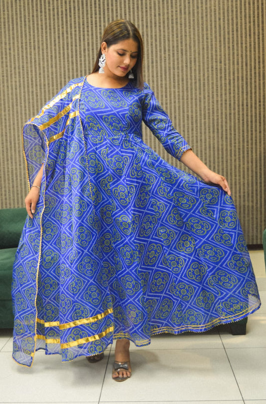 Cotton Doriya Feeding Maxi with Dupatta with Lining