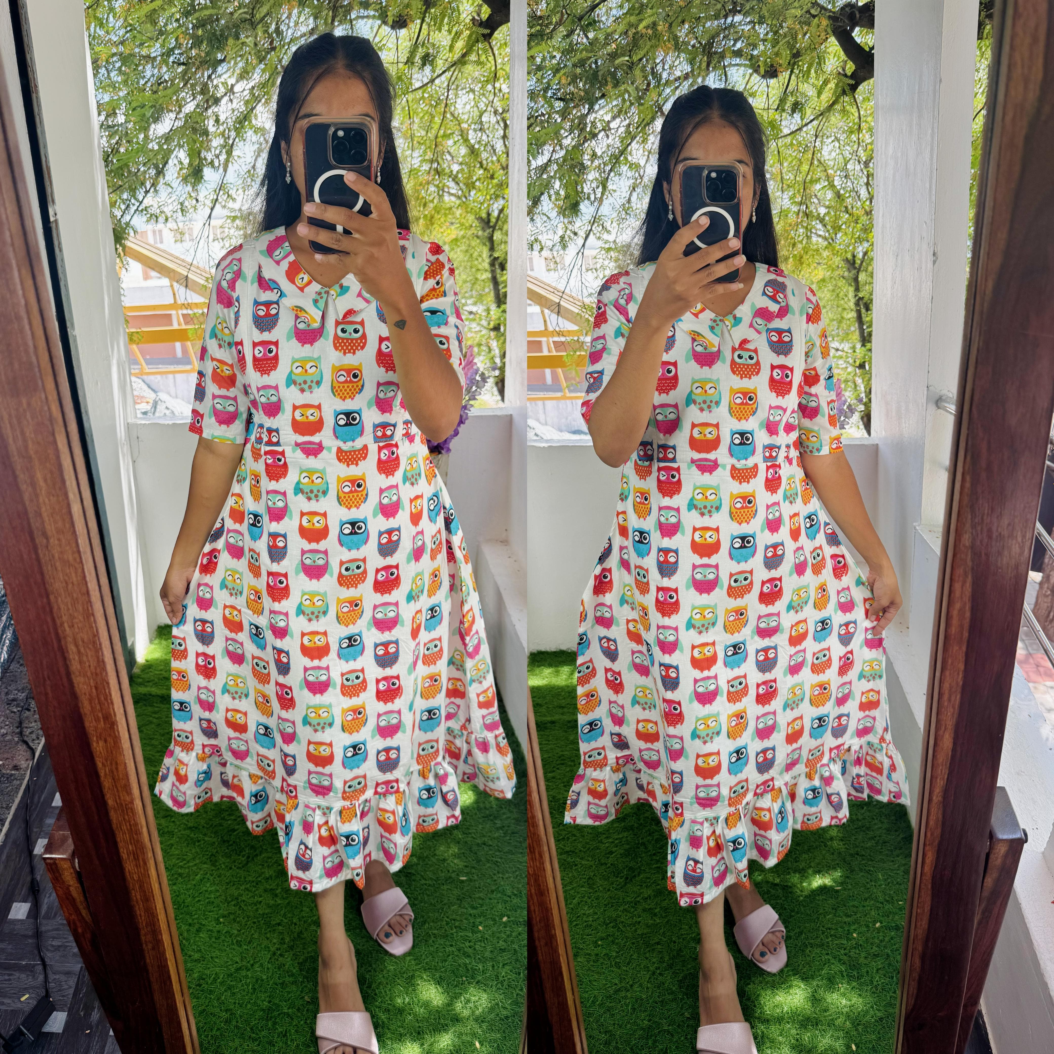 Feeding/Maternity- Pure cotton Aline dress in 5 COLOURS