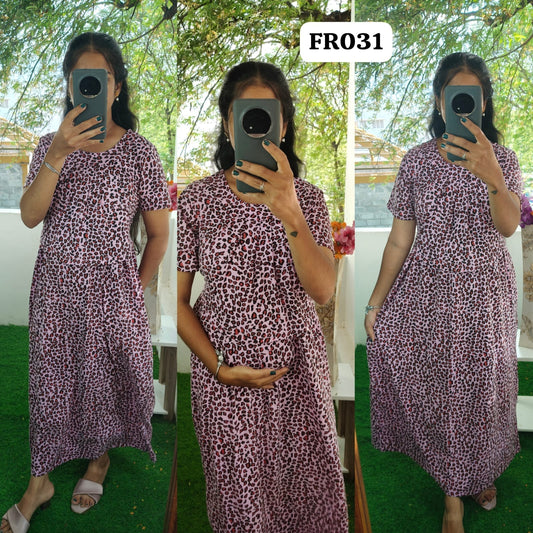 FR031 Frill Zipless maternity/feeding Loungewear Maxi Pull up Model Buy 3@1200 free ship
