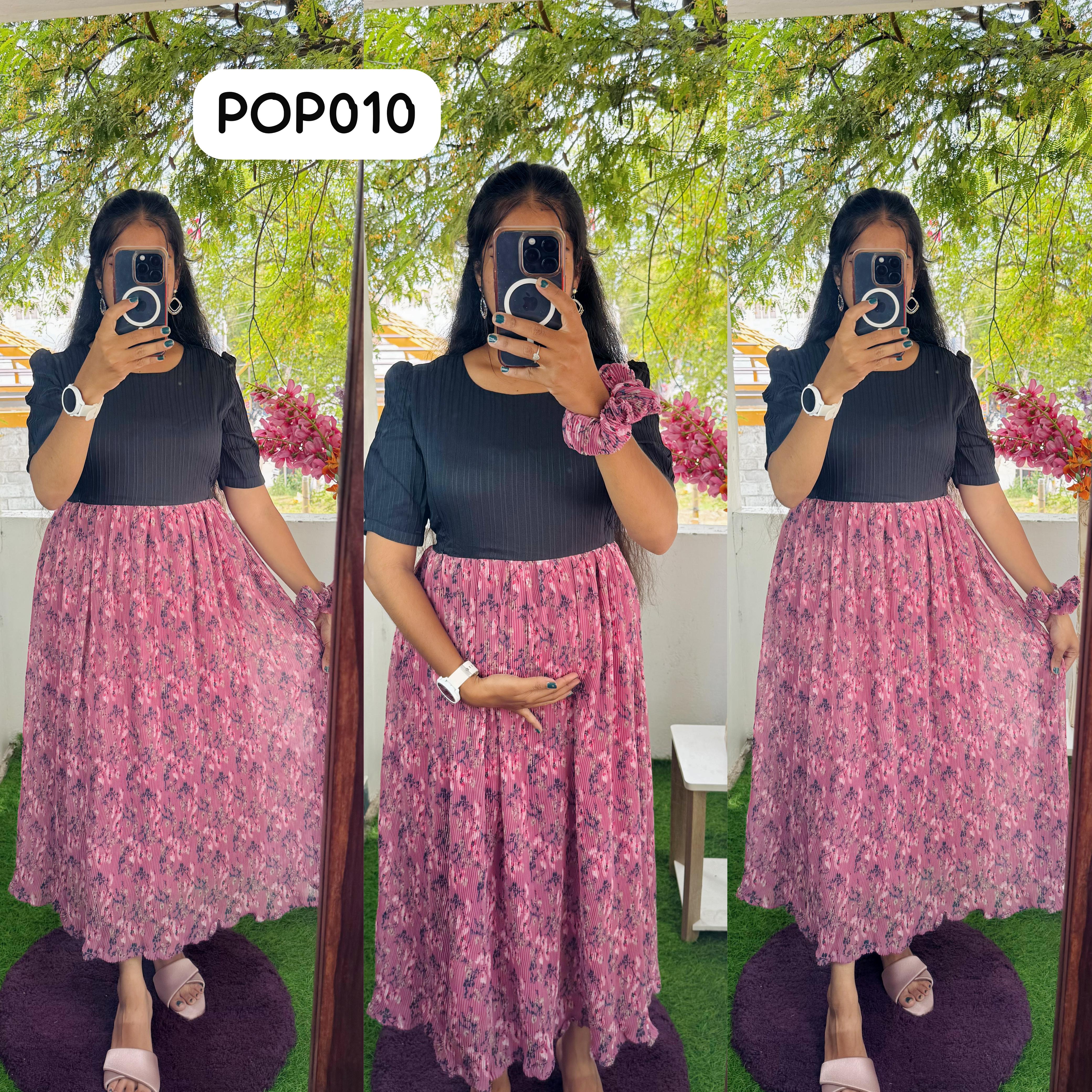 New Feeding/Maternity Popcorn Western dress(Free scrunchie)