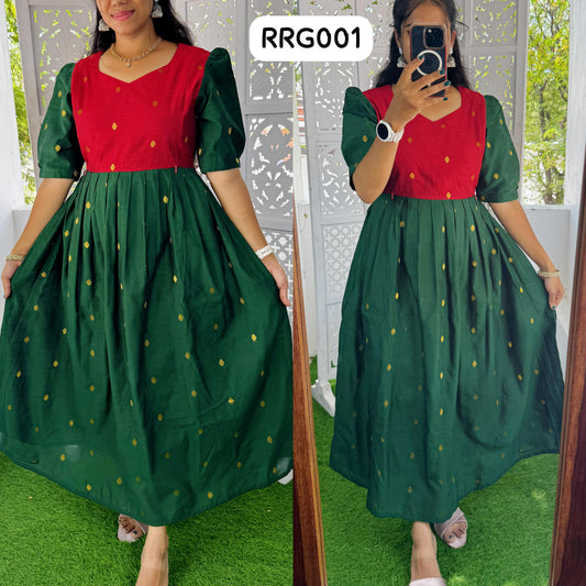 Premium Ethnic Raw Silk Butta Maxi-Feeding(With Lining) FC0198