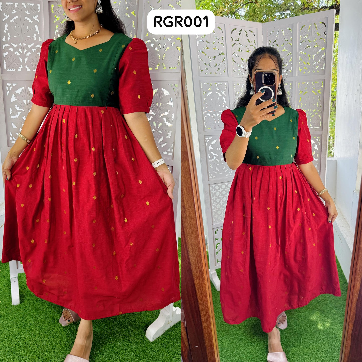 Premium Ethnic Raw Silk Butta Maxi-Feeding(With Lining) FC0199