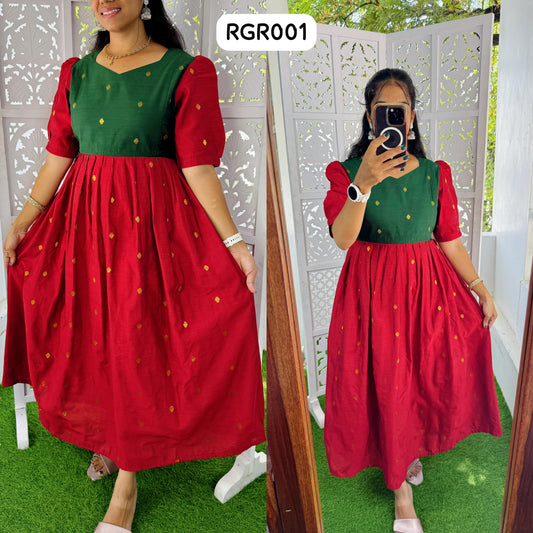 Premium Ethnic Raw Silk Butta Maxi-Feeding(With Lining) FC0199