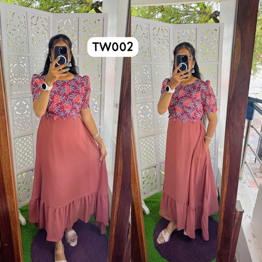 Feeding/Non feeding-Pretty Mix and Match Dress Maxi (With Lining)-Tara Maxi 002