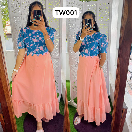 Feeding/Non feeding-Pretty Mix and Match Dress Maxi (With Lining)-Tara Maxi