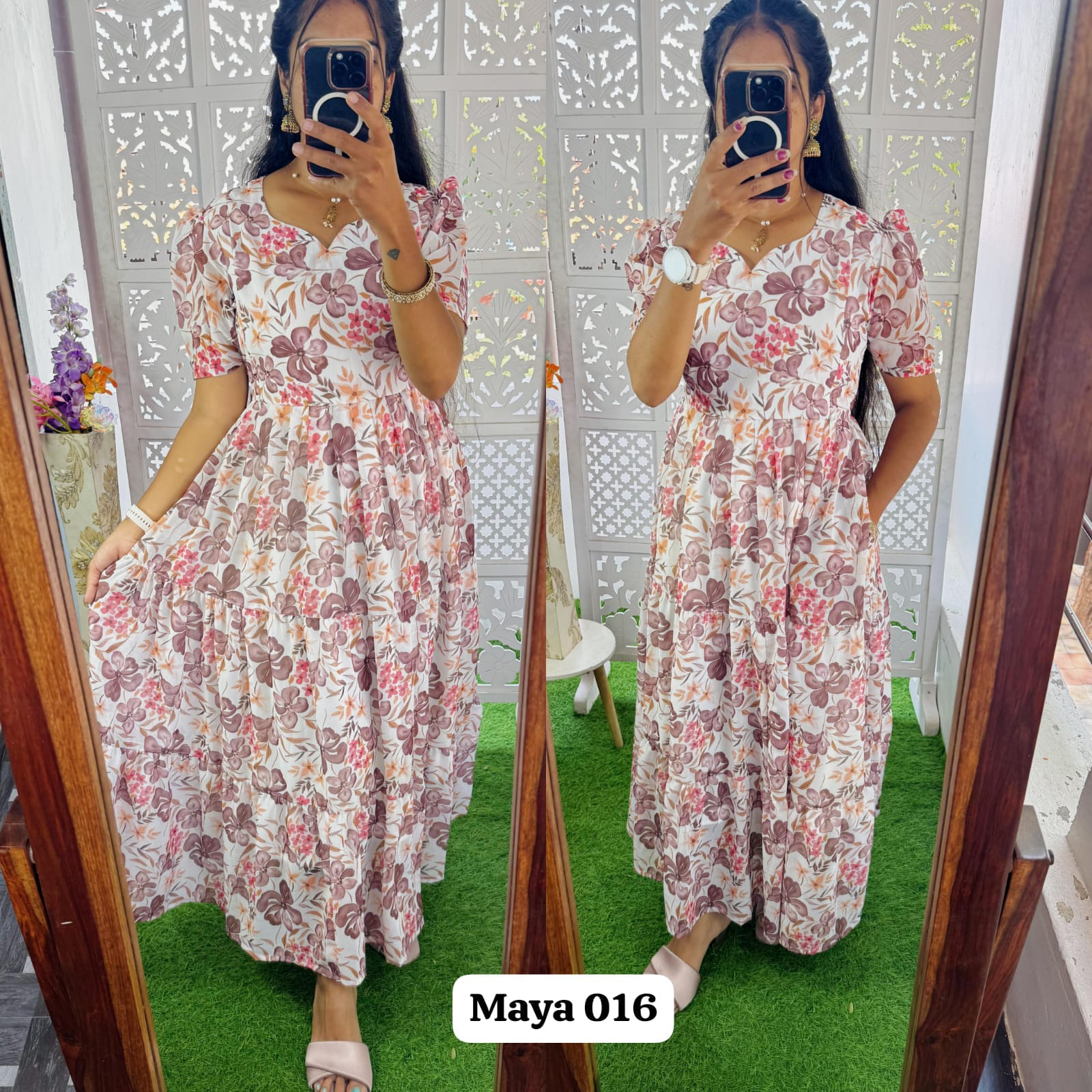 Maya016 Maxi(2nd Launch)-Feeding/Non feeding-Premium Heavy quality Georgette 3-Tier Maxi (With Lining)
