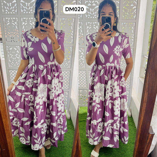 DM020 Feeding/Non Feeding Premium 3 tier Delta crepe Maxi ( with Lining)