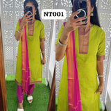 NT001- Premium Mangalagiri Cotton Salwar Set-(Top,Bottom,Duppatta)- Feeding/Non Feeding