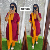 NT006- Premium Mangalagiri Cotton Salwar Set-(Top,Bottom,Duppatta)- Feeding/Non Feeding