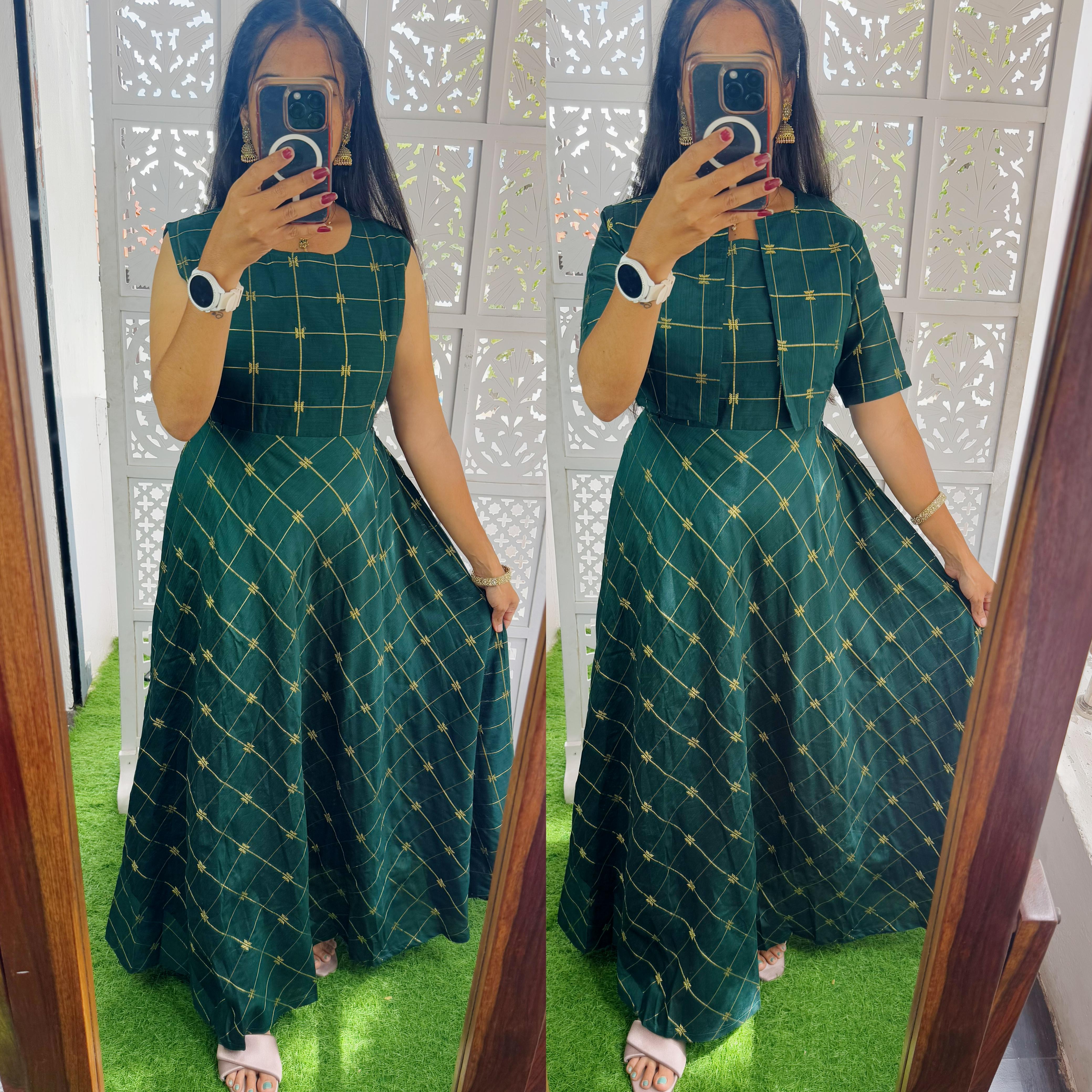 Raw Silk Maxi with Detachable Overcoat- Feeding/Non Feeding