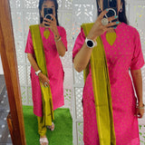 Sara- Premium Raw Silk Printed Salwar Set-(Top,Bottom,Duppatta)- Feeding/Non Feeding