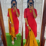 Sara- Premium Raw Silk Printed Salwar Set-(Top,Bottom,Duppatta)- Feeding/Non Feeding