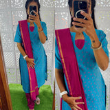 Sara- Premium Raw Silk Printed Salwar Set-(Top,Bottom,Duppatta)- Feeding/Non Feeding