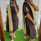 Premium Raw Silk Printed Salwar Set-(Top,Bottom,Duppatta)- Feeding/Non Feeding
