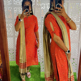 Premium Raw Silk Printed Salwar Set-(Top,Bottom,Duppatta)- Feeding/Non Feeding