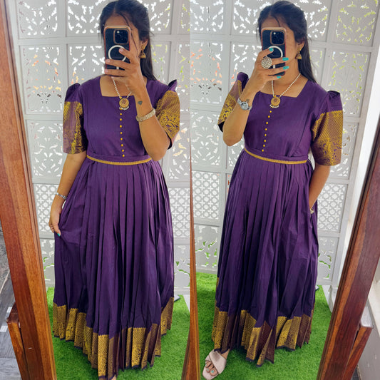 NEW Festive Narayanapet Pleated Maxi with Belt- Feeding/Non Feeding