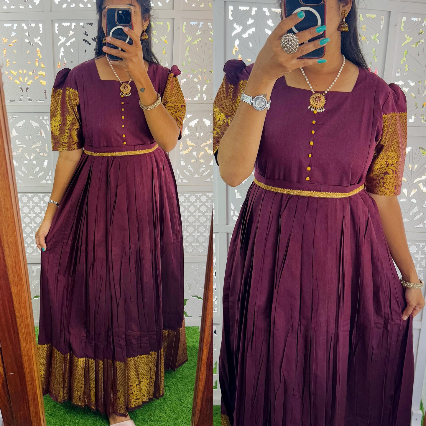 NEW Festive Narayanapet Pleated Maxi with Belt- Feeding FC0181
