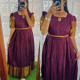 NEW Festive Narayanapet Pleated Maxi with Belt- Feeding/Non Feeding