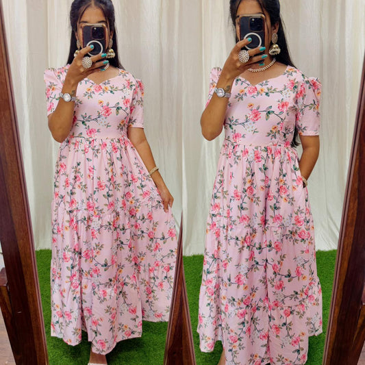 Maya018 Maxi-Feeding/Non feeding-Premium Heavy quality Georgette 3-Tier Maxi (With Lining)