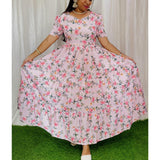 Maya018 Maxi-Feeding/Non feeding-Premium Heavy quality Georgette 3-Tier Maxi (With Lining)