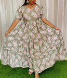 Maya020 Maxi-Feeding/Non feeding-Premium Heavy quality Georgette 3-Tier Maxi (With Lining)