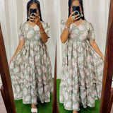 Maya020 Maxi-Feeding/Non feeding-Premium Heavy quality Georgette 3-Tier Maxi (With Lining)