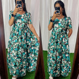 Feeding/Non Feeding 3 tier Delta crepe Maxi ( with Lining)