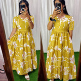 Feeding/Non Feeding 3 tier Delta crepe Maxi ( with Lining)