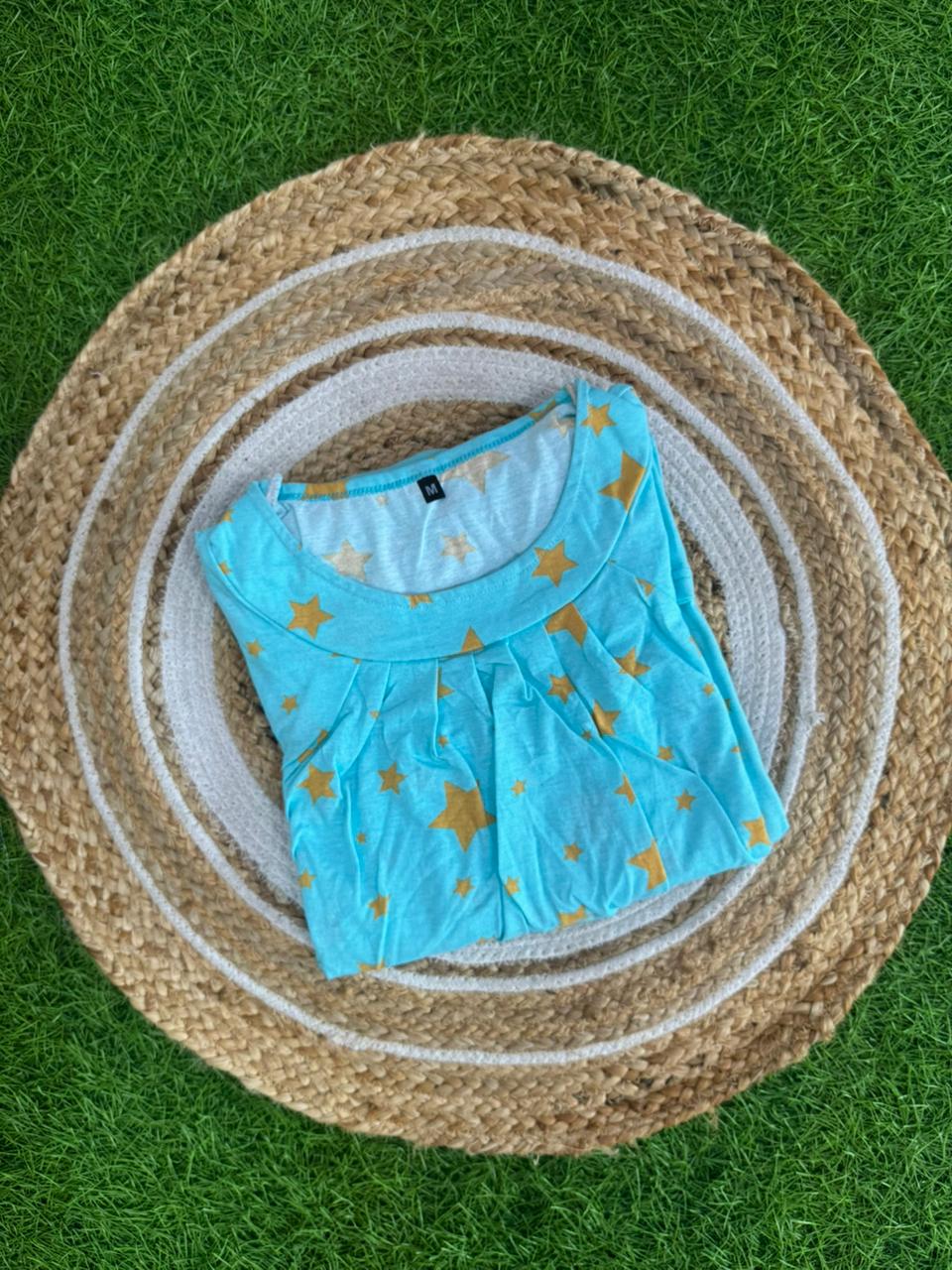 Buy 3 @1200/- FRN044 Frill Zipless maternity/feeding Loungewear Maxi Pull up Model