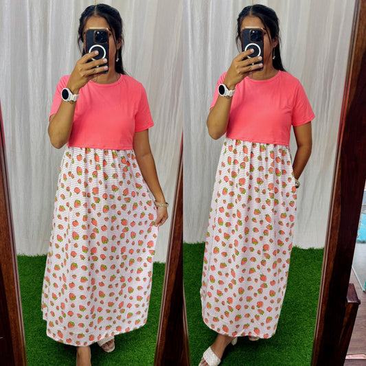 Buy 3 @1200/-DC001 Zipless maternity/feeding Loungewear Maxi Pull up Model