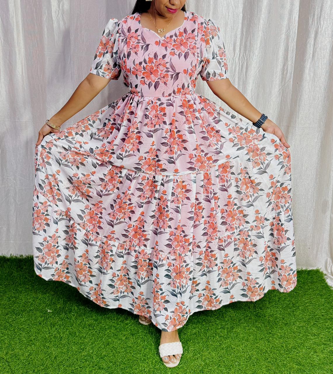 MayaOC17 Maxi-Feeding Premium Heavy quality Georgette 3-Tier Maxi (With Lining