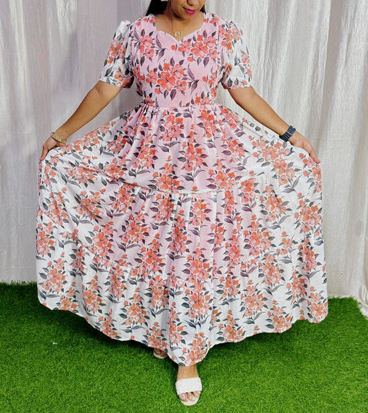 MayaOC17 Maxi-Feeding Premium Heavy quality Georgette 3-Tier Maxi (With Lining