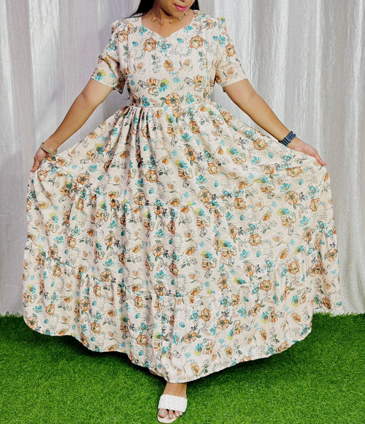 Maya Maxi-Feeding Premium Heavy quality Georgette 3-Tier Maxi (With Lining) FC0233