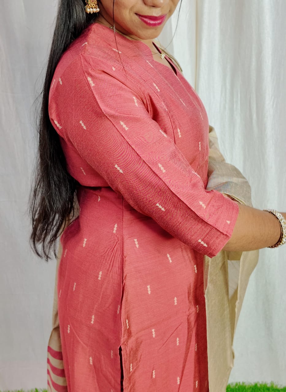 Premium Raw Silk Salwar Set-(Top,Bottom,Duppatta)- Feeding/Non Feeding FC0266