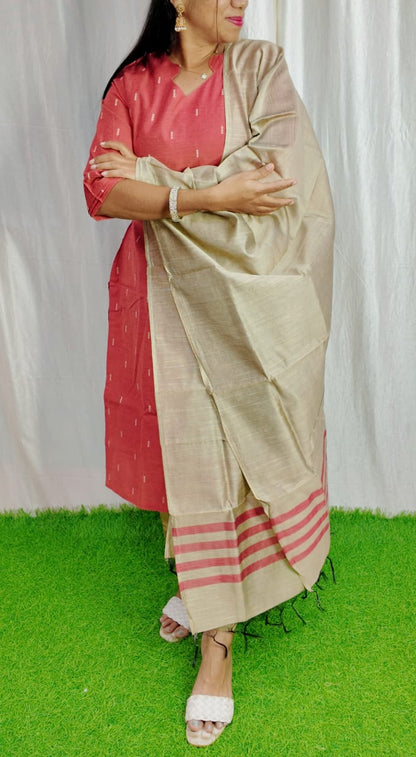 Premium Raw Silk Salwar Set-(Top,Bottom,Duppatta)- Feeding/Non Feeding FC0266
