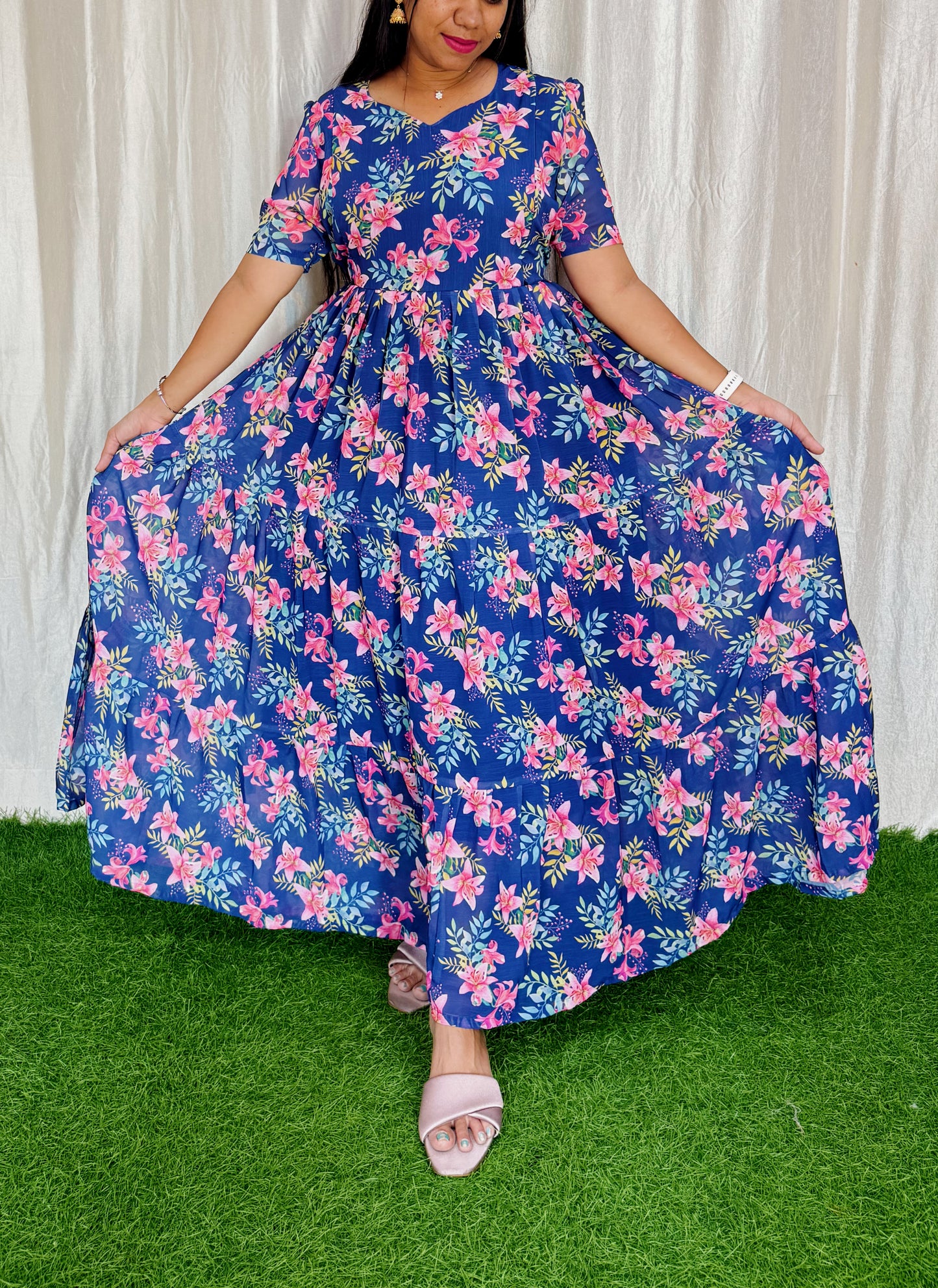 MayaOC20 Maxi-Feeding Premium Heavy quality Georgette 3-Tier Maxi (With Lining)FC0422