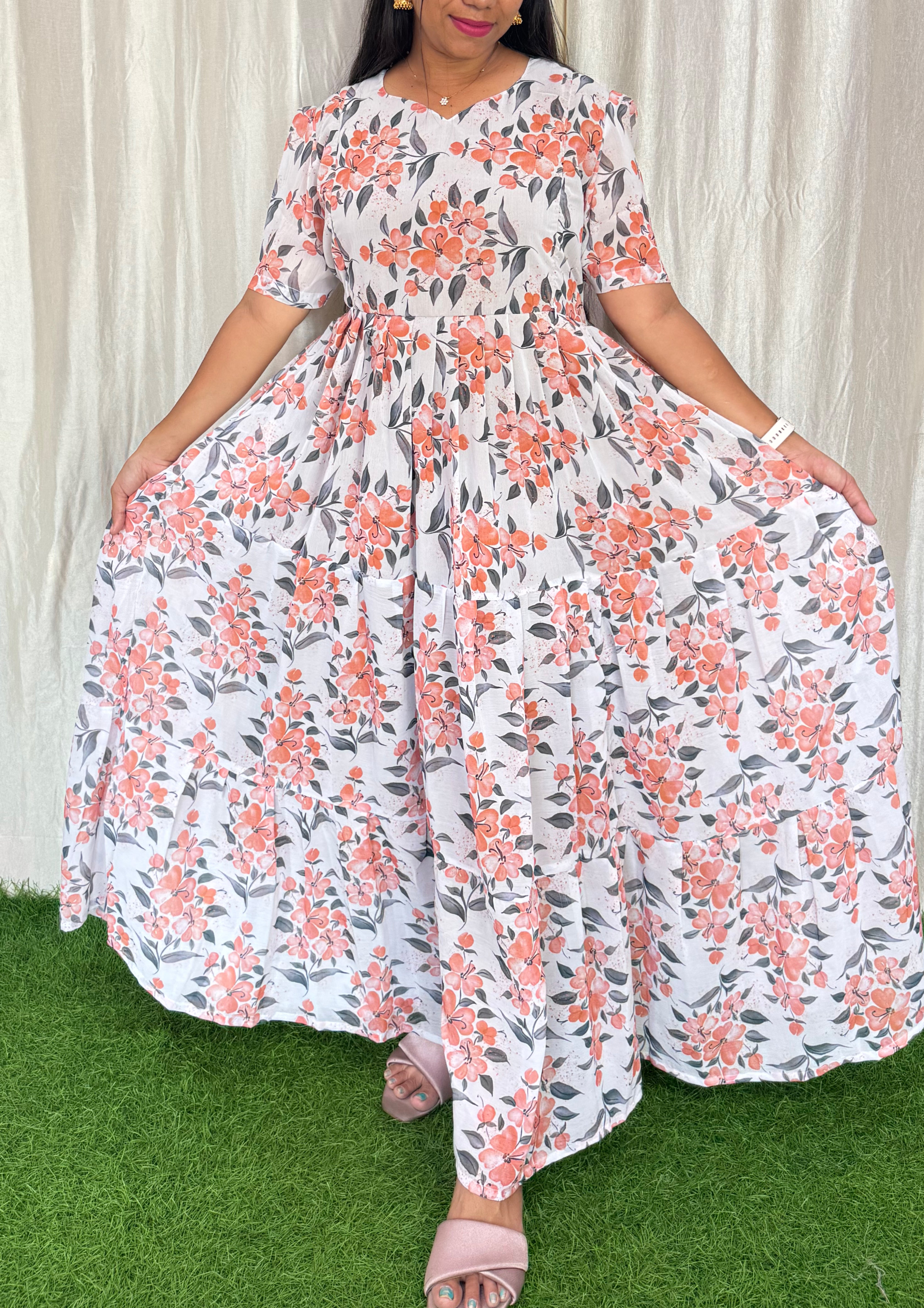 MayaOC21 Maxi-Feeding Premium Heavy quality Georgette 3-Tier Maxi (With Lining)