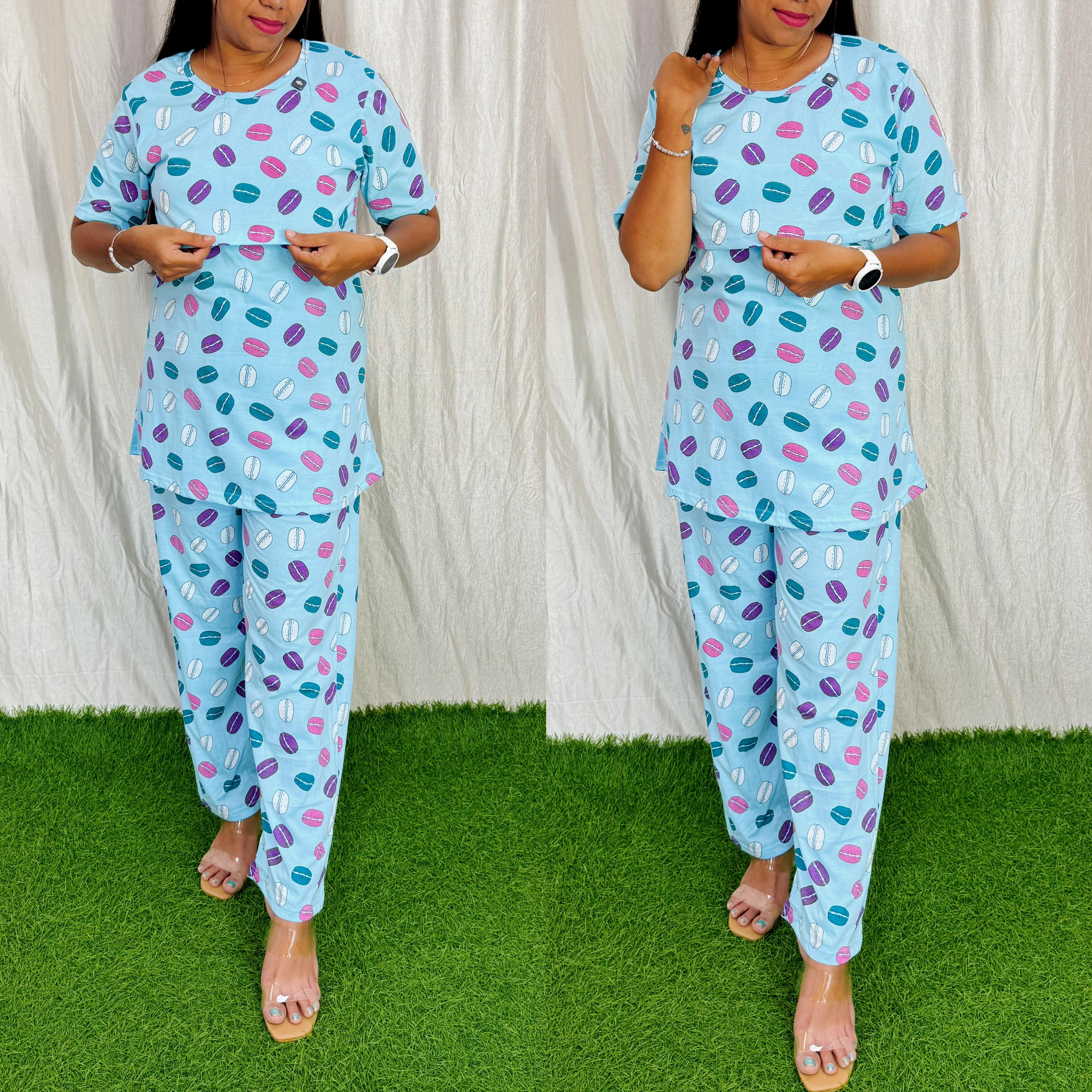 Feeding/Maternity - Hoseiry Cotton Pull up T shirt and Plazzo Set-TP004