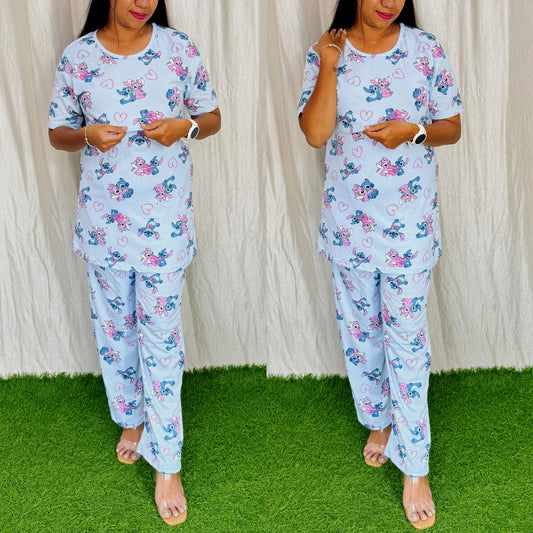 Feeding/Maternity - Hoseiry Cotton Pull up T shirt and Plazzo Set-TP003