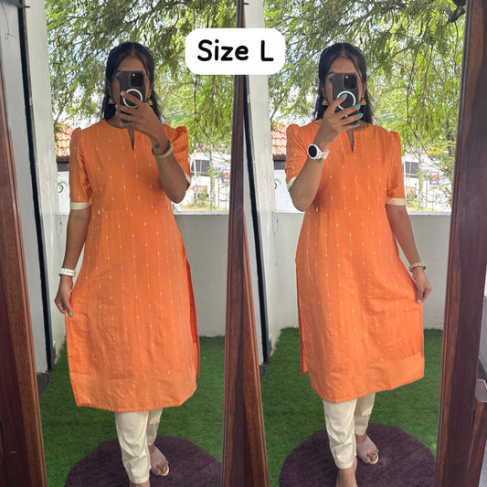 Feeding/Maternity - Vishu Special Premium Top and Bottom Set(Orange)