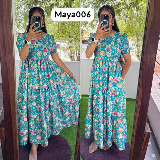 Maya006 Maxi(2nd Launch)-Feeding/Non feeding-Premium Heavy quality Georgette 3-Tier Maxi (With Lining)