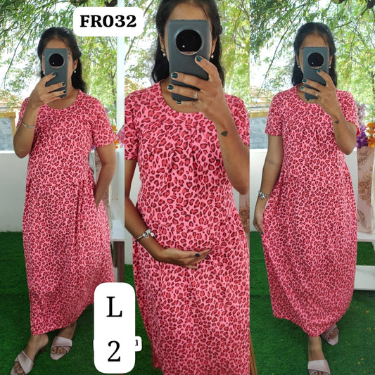 FR032 Frill Zipless maternity/feeding Loungewear Maxi Pull up Model Buy 3@1200 free ship