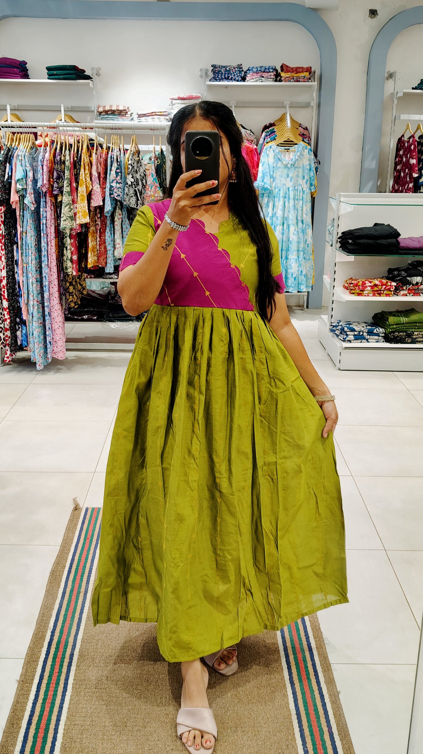 Premium Raw Silk Festive Maxi with Lining Non Feeding Only