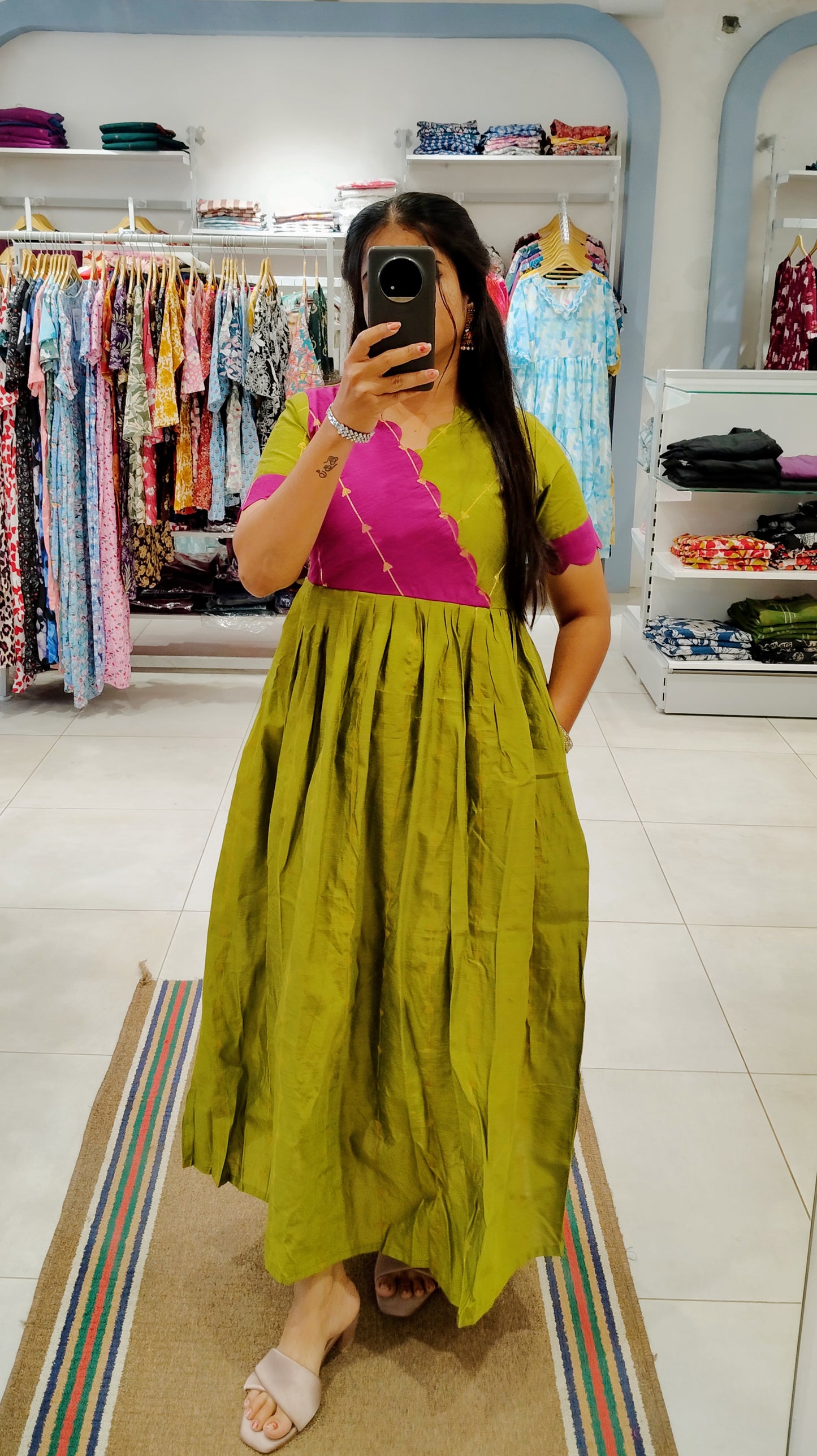 Premium Raw Silk Festive Maxi with Lining Non Feeding Only