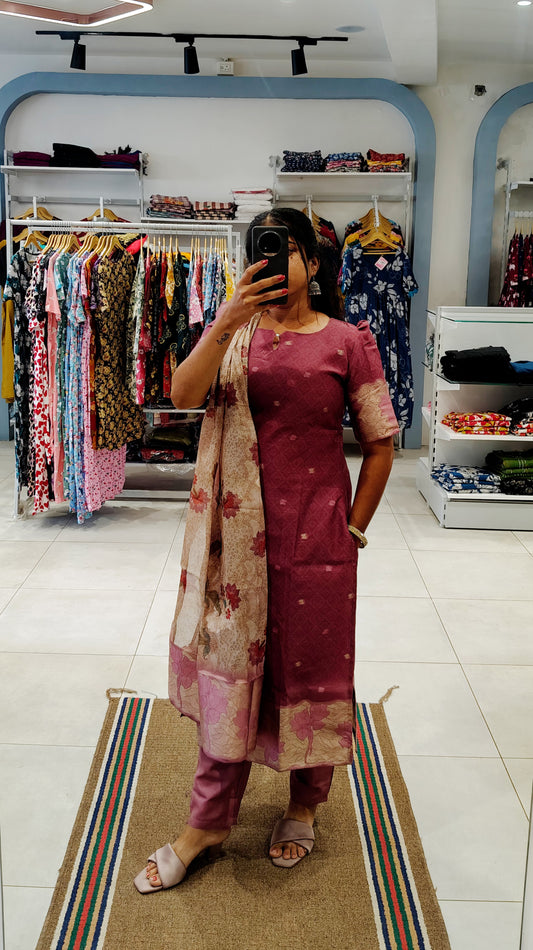 Premium Ethnic Salwar Set-(Top,Bottom,Duppatta)-Non Feeding Only
