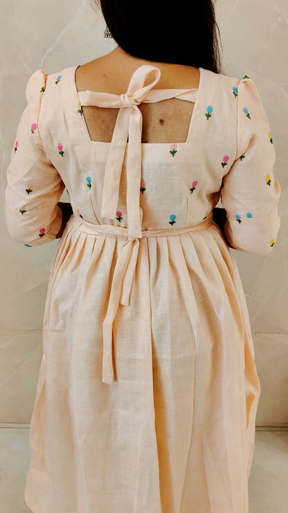 Premium Linen-Cotton Embroidery Maxi ( with cotton Lining ) [Exclusive Non-Feeding]