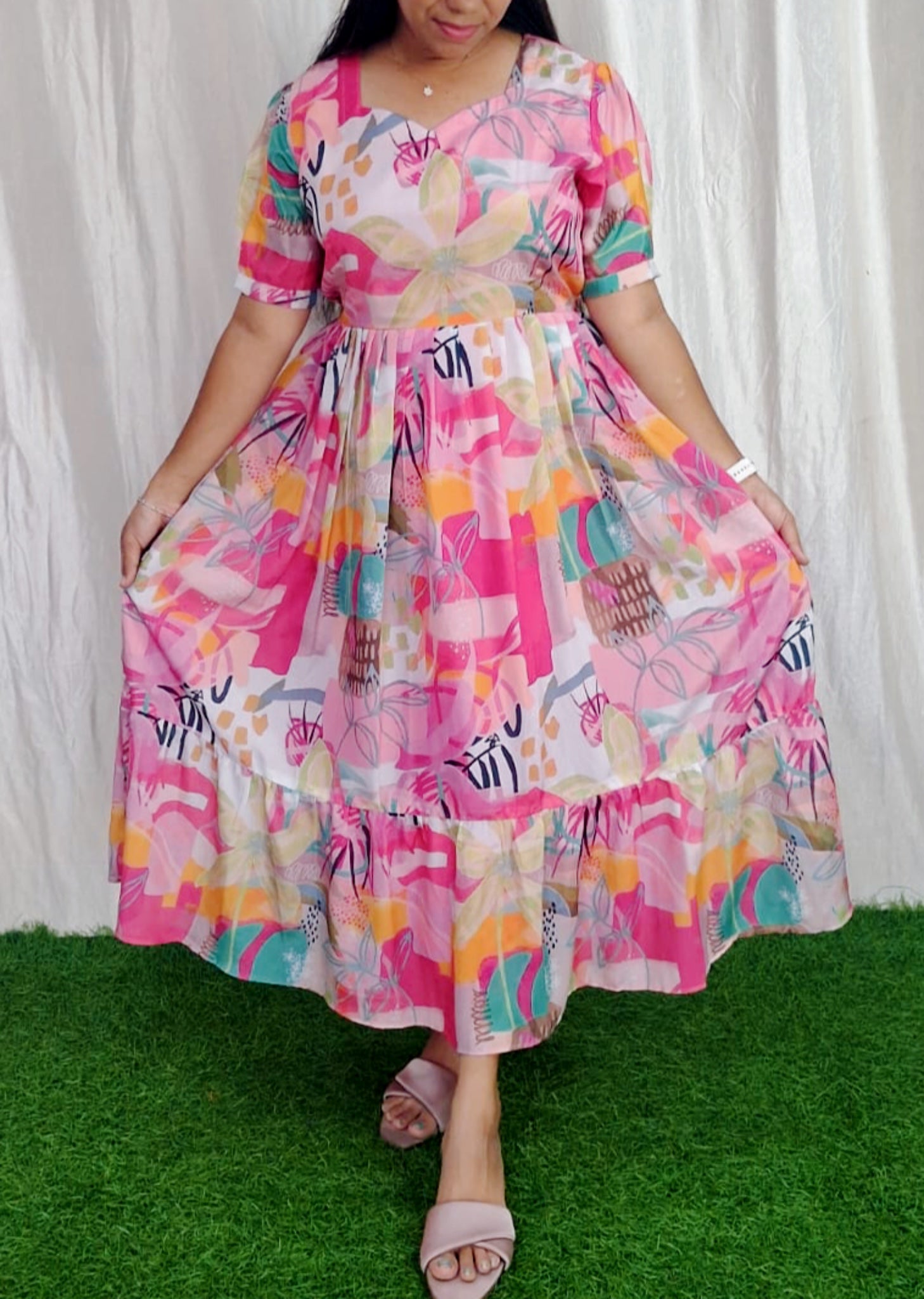 Buy 1 Get 1 Free Chinon Printed Gowns (with Lining) ( Non Feeding only)-085