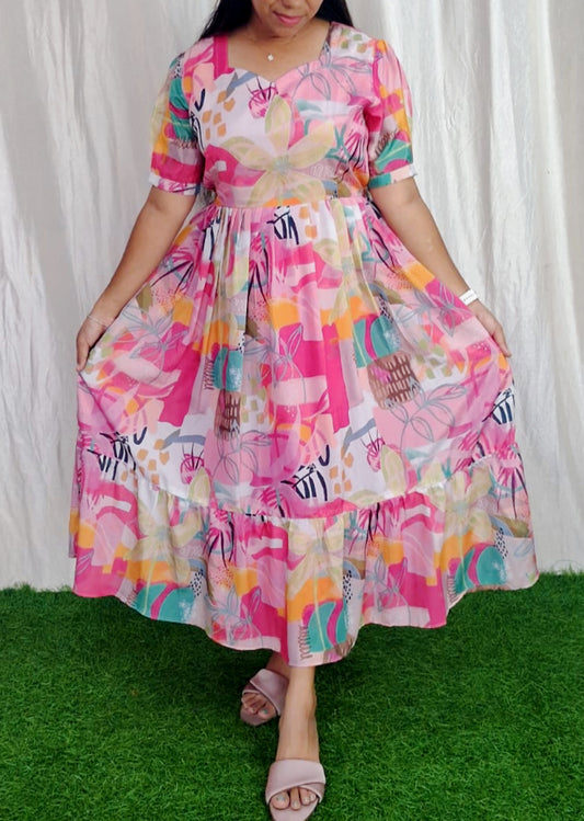 Buy 1 Get 1 Free Chinon Printed Gowns (with Lining) ( Non Feeding only)-085